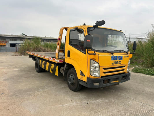 Used JMC KAIRUI FLATBED Road Wrecker Truck for Sale rear side view
