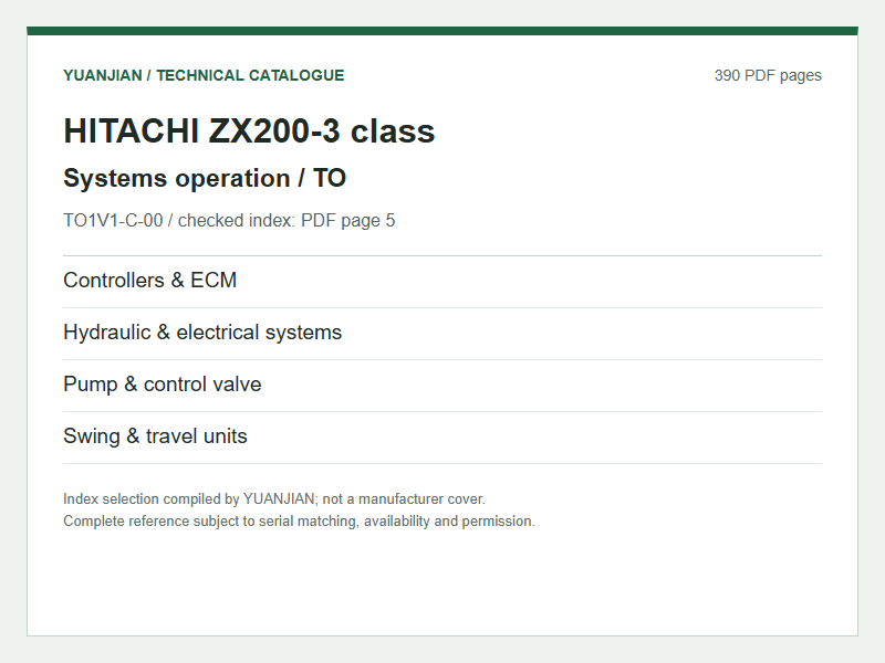 Hitachi ZX200-3 systems-operation catalogue preview