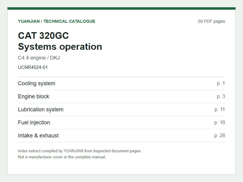 CAT 320GC engine systems-operation catalogue preview