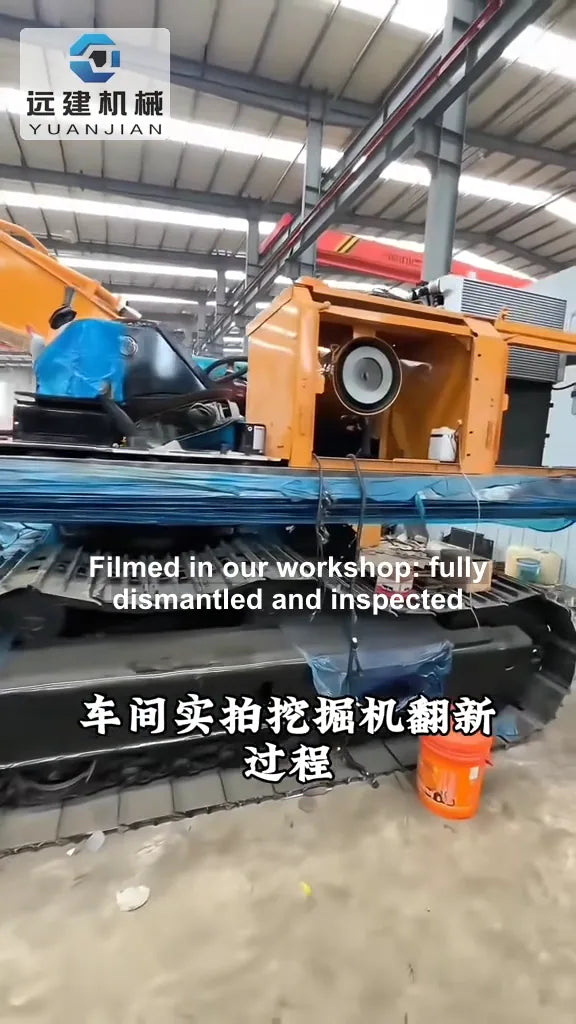 Used Excavator Dismantling and Component Inspection - YUANJIAN workshop video