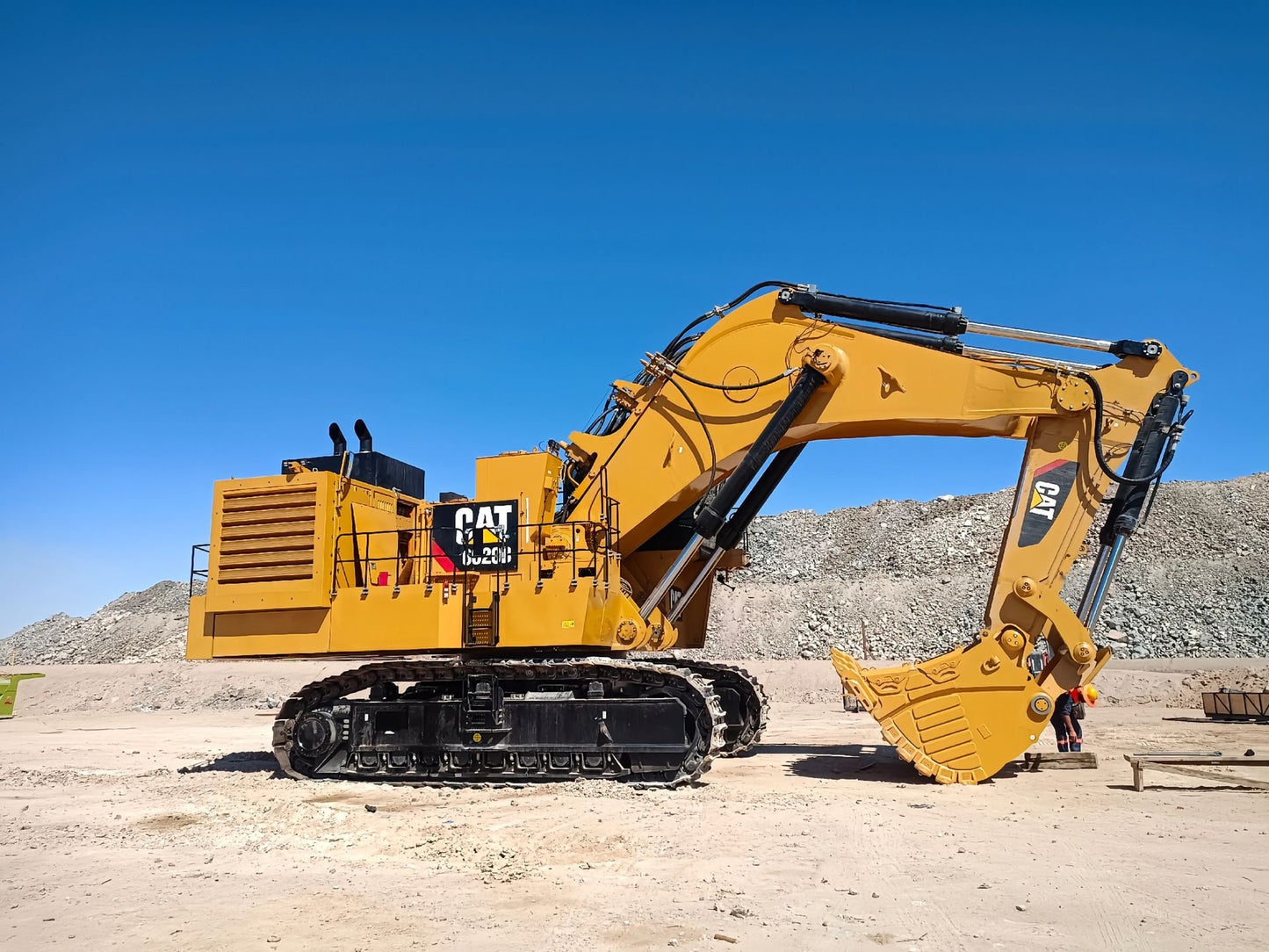 Used Caterpillar 6020B Backhoe Loader for Sale rear side view