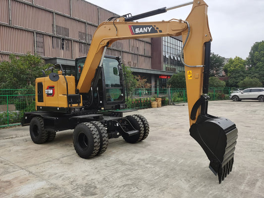 Used Sany SY75W Excavator for Sale rear side view