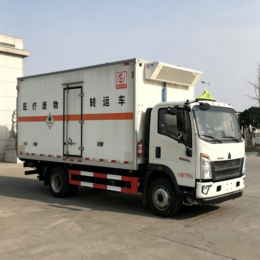 Used Sinotruk 160HP Refrigerated Medical Waste Truck for Sale side view