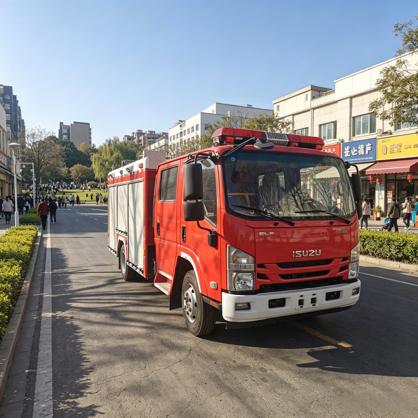 Used ISUZU ELF Double Cab Water Tank Fire Truck