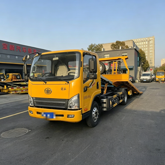 Used FAW TIGER V Flatbed Wrecker Truck for Sale side view