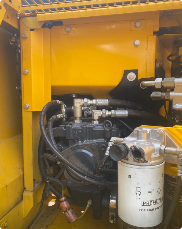 Used Komatsu PC110 Excavator for Sale engine and hydraulic area for sale