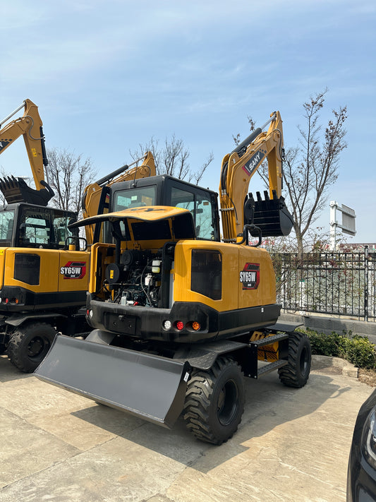 Used Sany SY65W Excavator for Sale rear side view