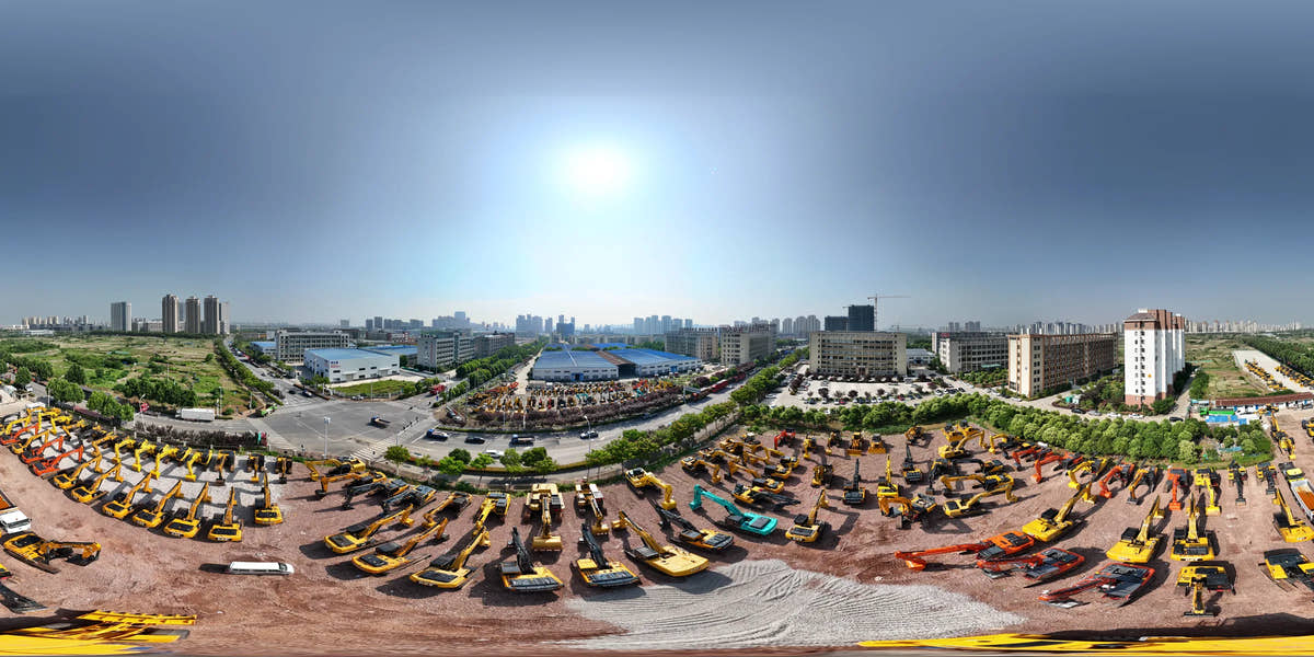 360 degree aerial panorama of YUANJIAN machinery yard in Hefei